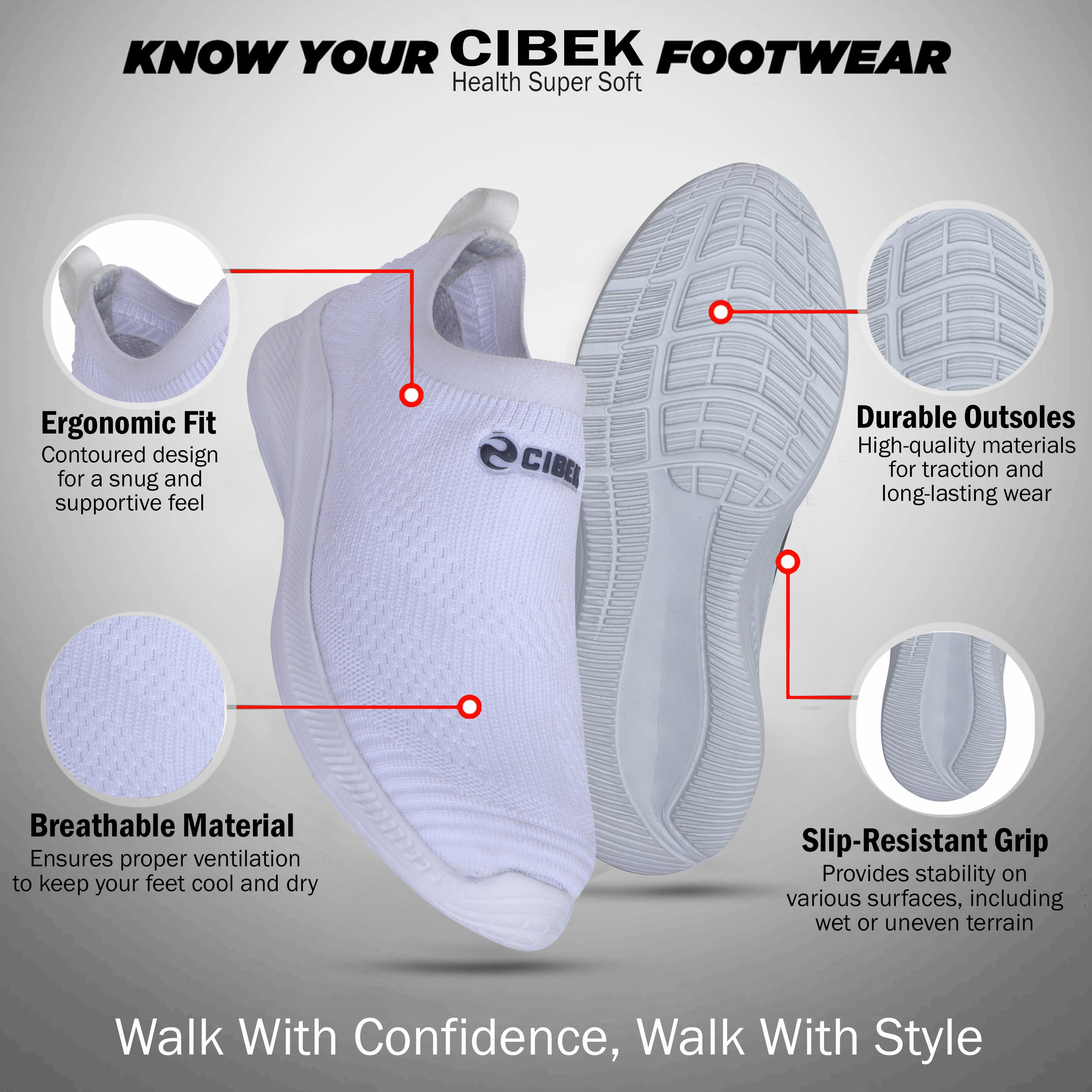 CIBEK Men's Soft and Comfortable Casual Shoes with Anti-Slip Grip